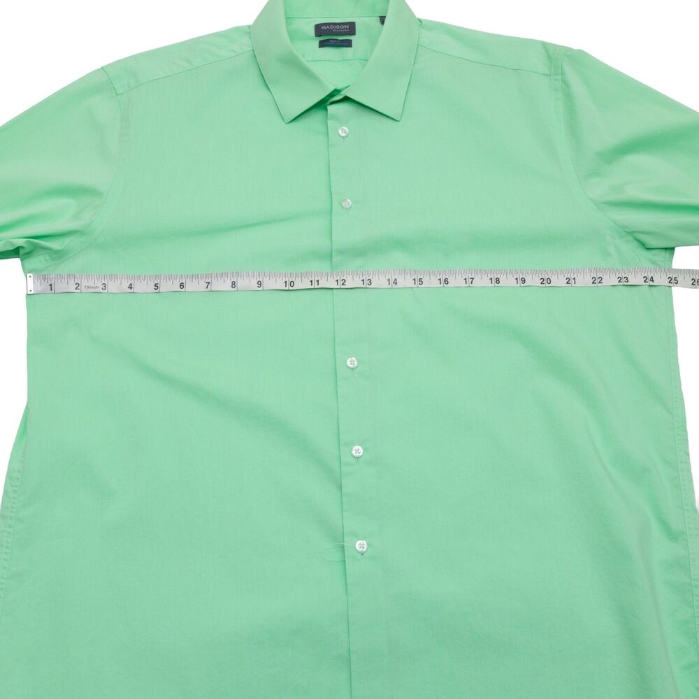 Madison Men's 17-17.5 34-35 XL Slim Fit Dynamic Cooling Dress Shirt Mint Green - Picture 5 of 7